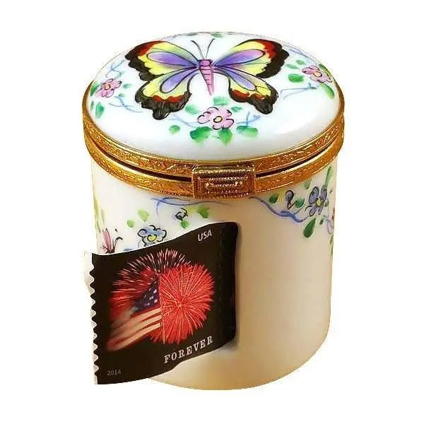 Butterfly Stamp Holder Porcelain Limoges Box, view 4