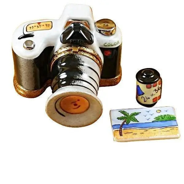 Camera with Film Photo Limoges Box, a hand-painted Limoges porcelain gift