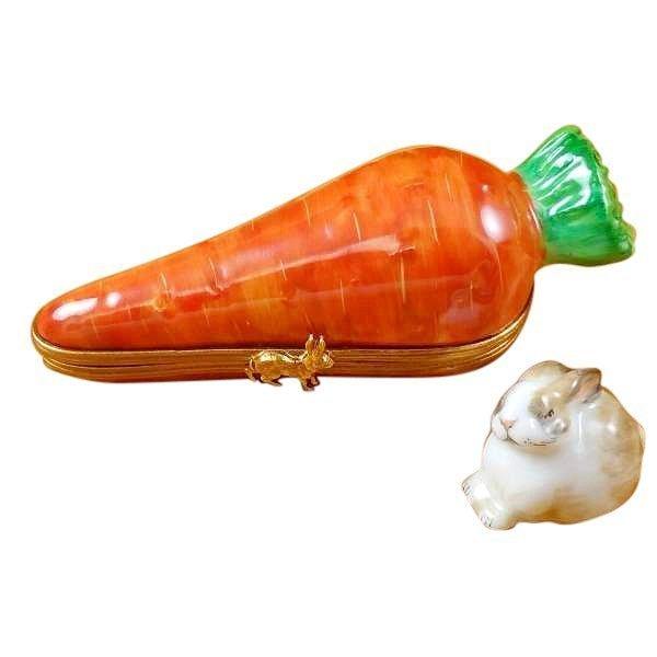 Carrot With Rabbit Limoges Box For Collectors, a hand-painted Limoges porcelain gift
