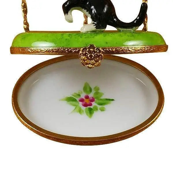 Cat with Three Birdhouses Limoges Box, view 2