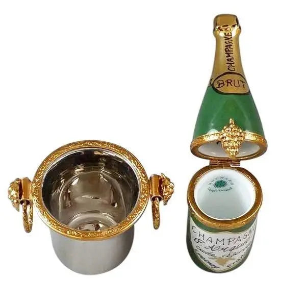 Champagne Bottle Silver Bucket Limoges Box Collectible, view 2