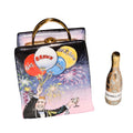 Big Brown Shopping Porcelain Art Object Bag w Champagne Limoges Box, a hand-painted Limoges porcelain gift