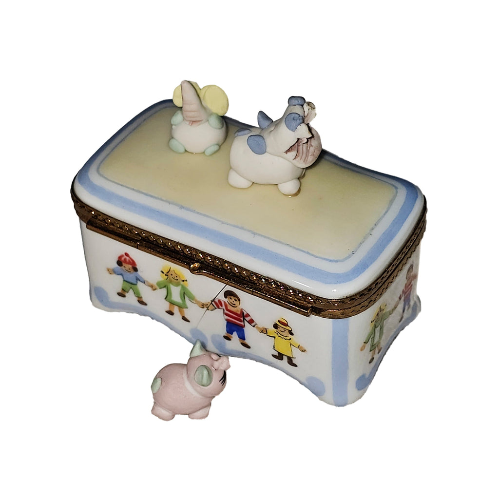 Charming Baby Toy Box for Nursery, a hand-painted Limoges porcelain gift