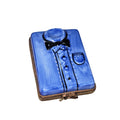 Charming Blue Dress Shirt Box for Fashion Lovers, a hand-painted Limoges porcelain gift