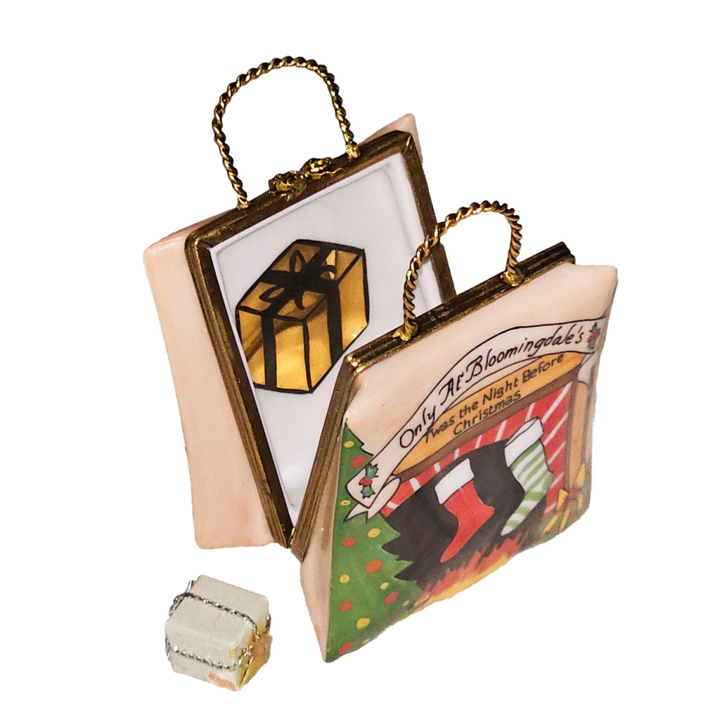 Christmas Porcelain Art Object Limoges Shopping Bag for Holiday Cheer, view 2
