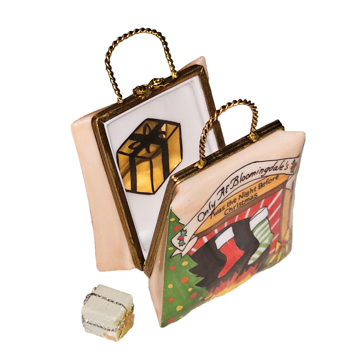 Christmas Porcelain Art Object Limoges Shopping Bag for Holiday Cheer, view 2