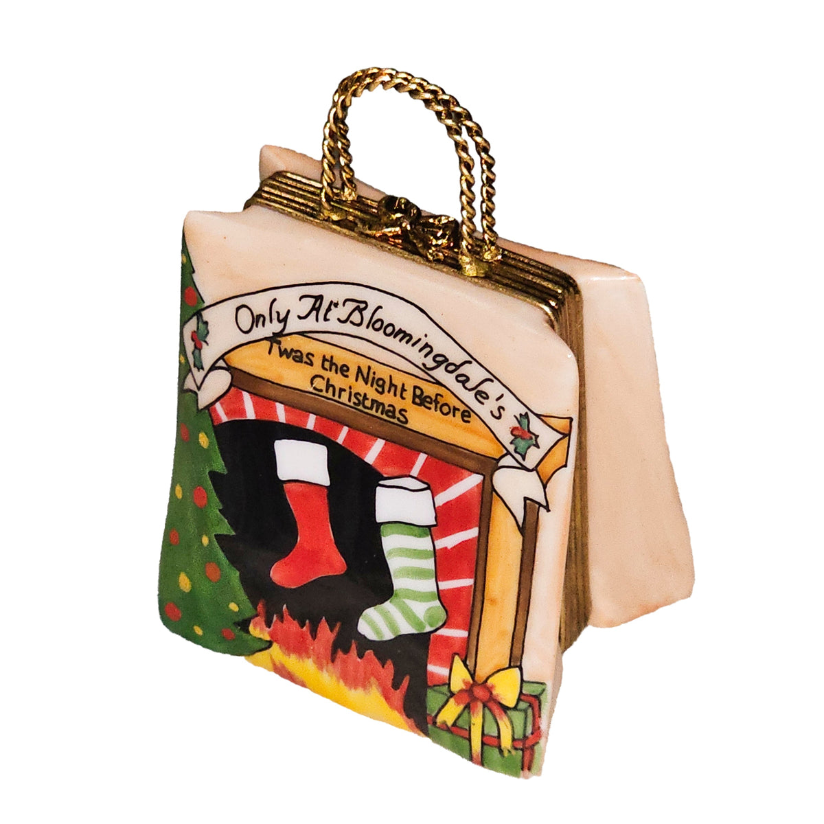 Christmas Porcelain Art Object Limoges Shopping Bag for Holiday Cheer, view 3