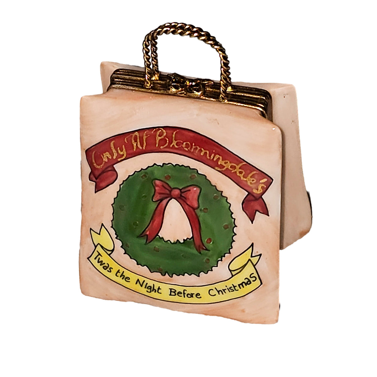Christmas Porcelain Art Object Limoges Shopping Bag for Holiday Cheer, view 4