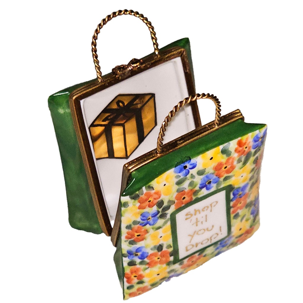 Shop Till You Drop Porcelain Art Object Bag Floral Limoges Box, view 2