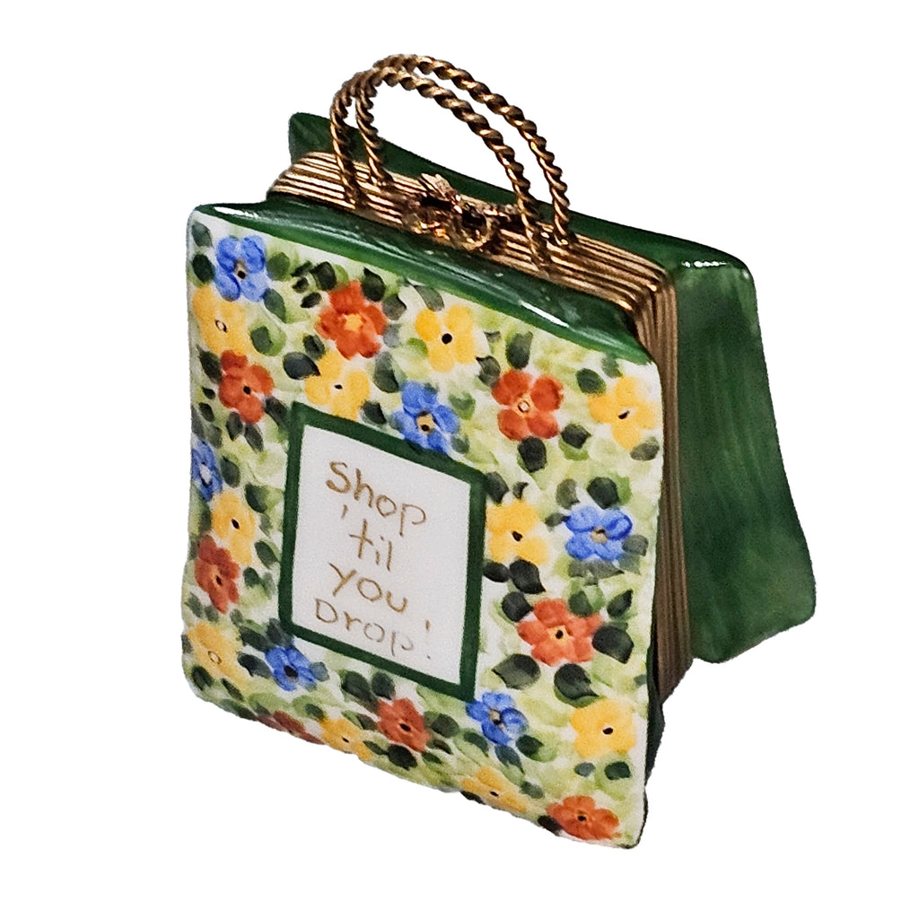 Shop Till You Drop Porcelain Art Object Bag Floral Limoges Box, view 3