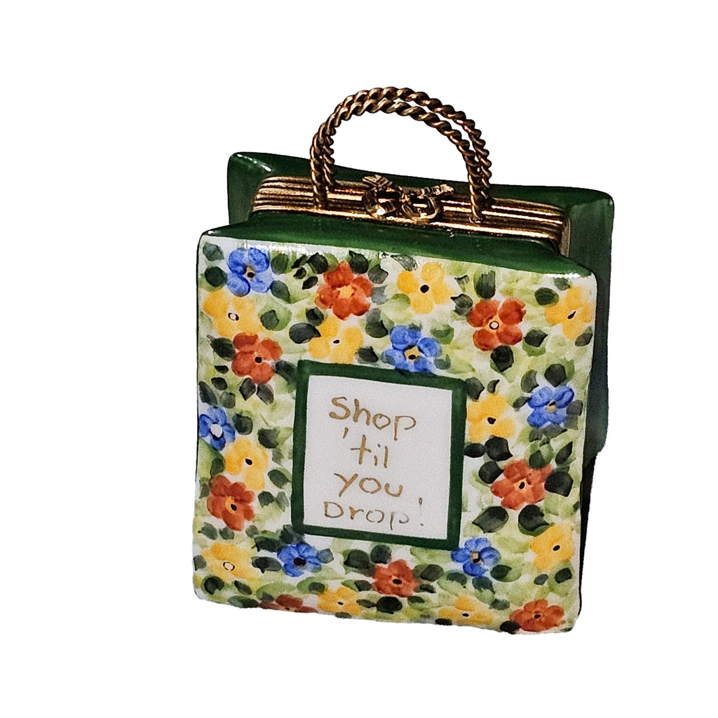 Shop Till You Drop Porcelain Art Object Bag Floral Limoges Box, view 4