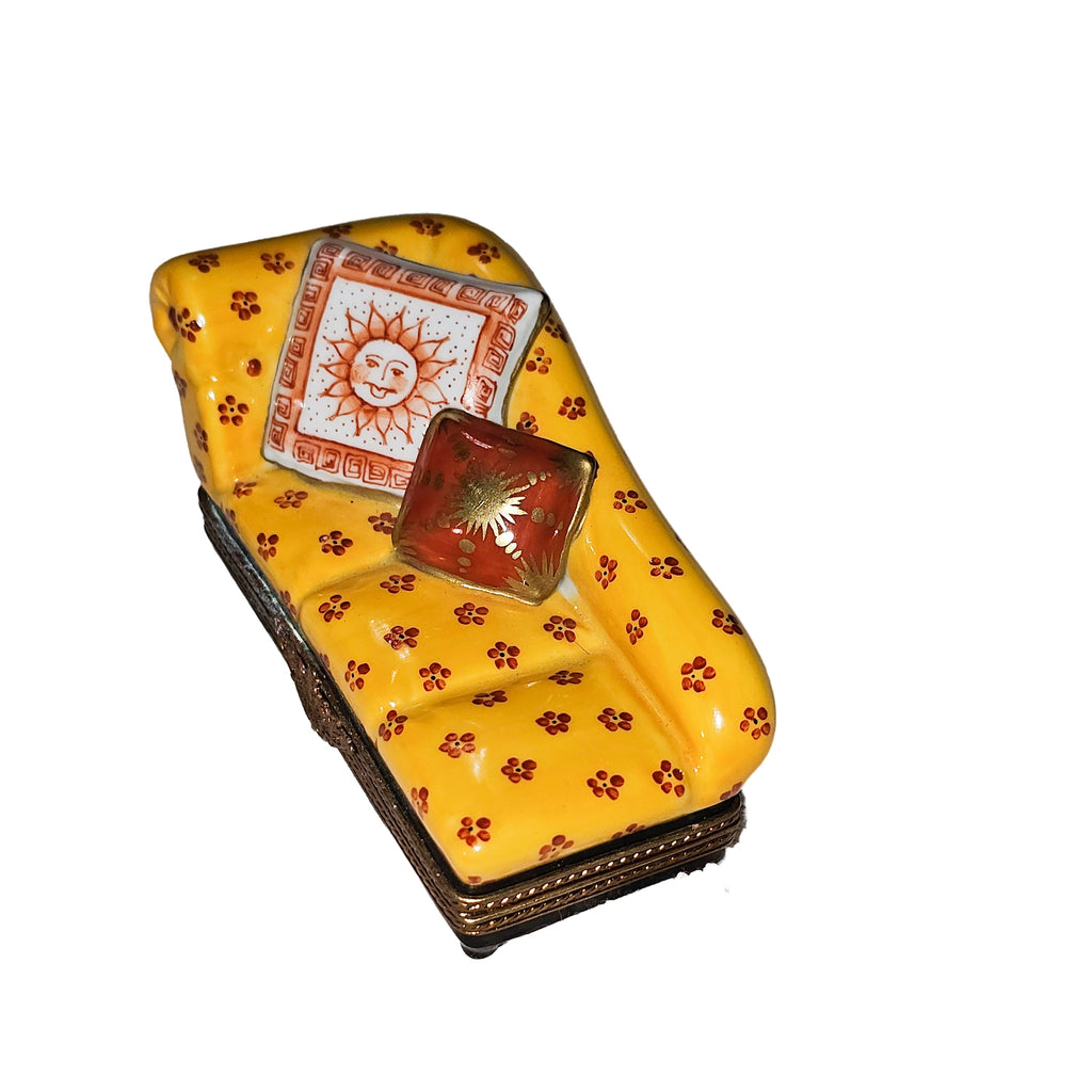 Yellow Fainting Couch Limoges Figurine w Sun Pillow, view 4