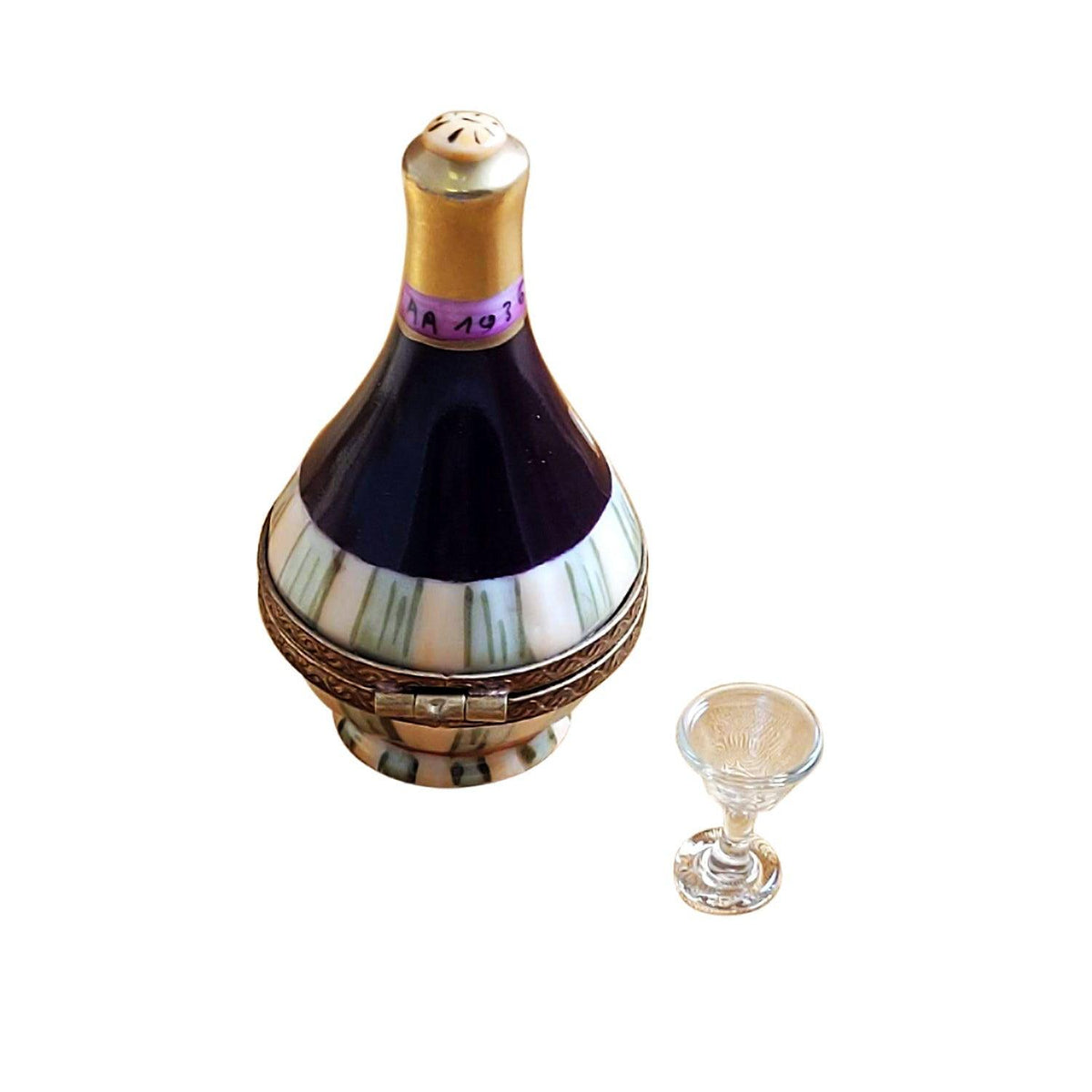 Chianti in Basket with Removable Wine Glass Limoges, view 3