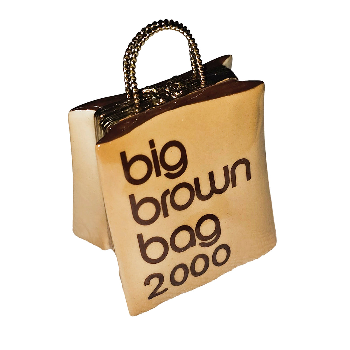 Big Brown Shopping Bag Porcelain Art Object Keepsake, view 3