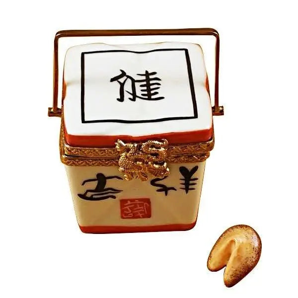 Chinese Take Out with Calligraphy Limoges Box for Collectors, a hand-painted Limoges porcelain gift