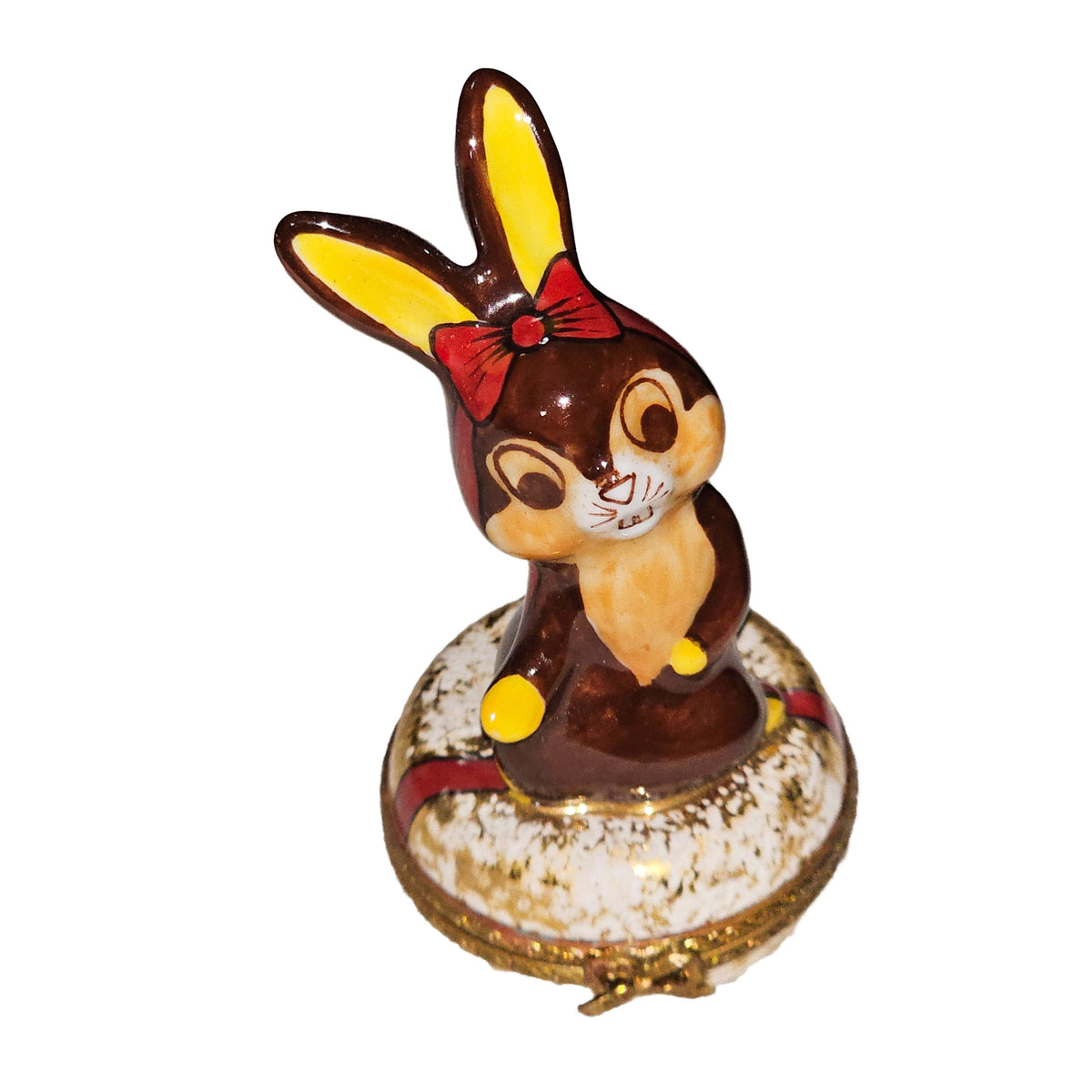 Chocolate Easter Rabbit Porcelain Art Object, a hand-painted Limoges porcelain gift