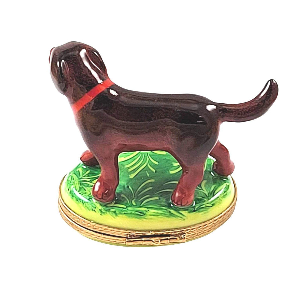 Chocolate Labrador Standing Limoges Box, view 3