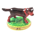 Chocolate Labrador Standing Limoges Box, a hand-painted Limoges porcelain gift
