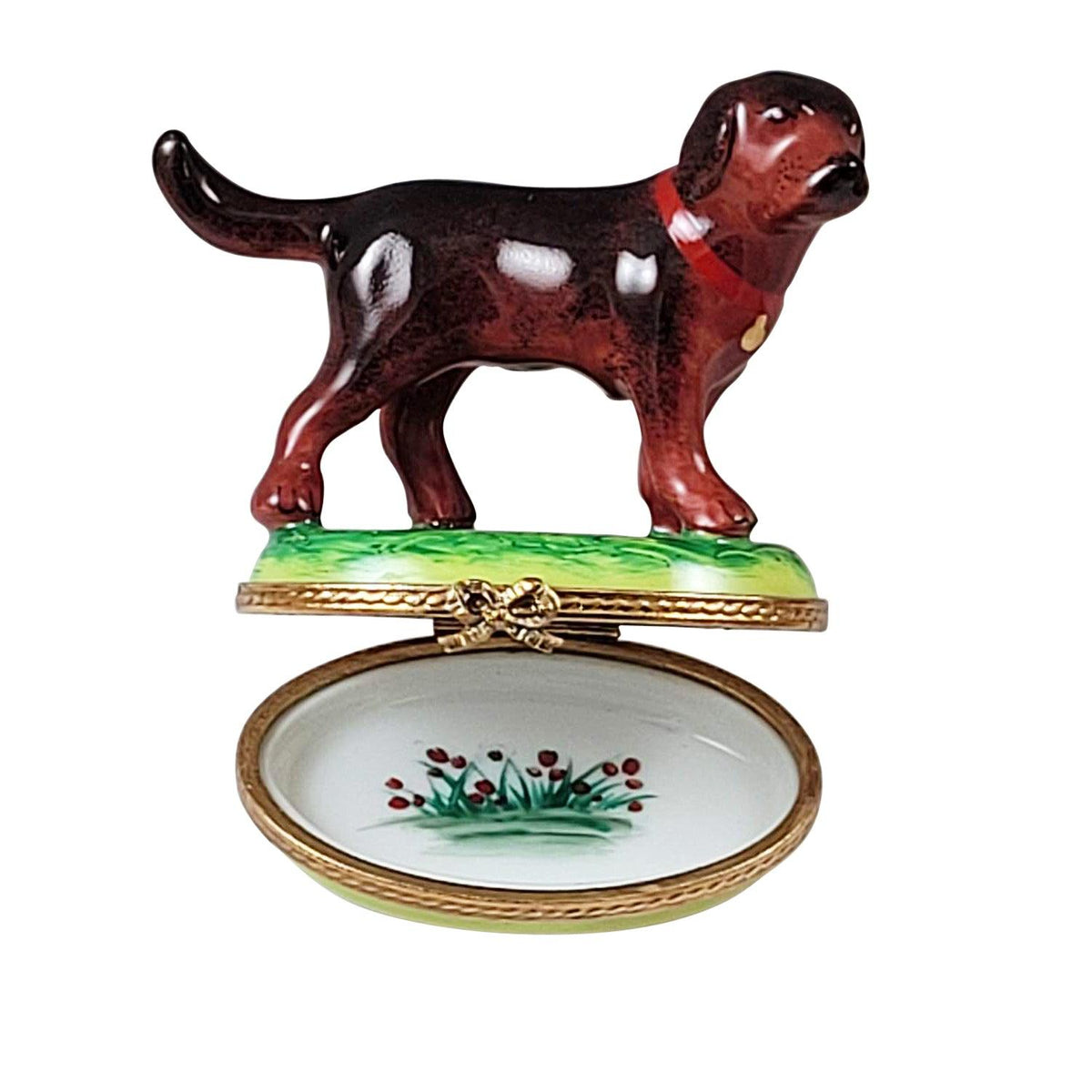 Chocolate Labrador Standing Limoges Box, view 2