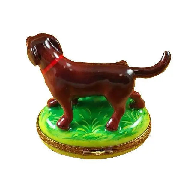 Chocolate Labrador with Puppy Limoges Box, view 3
