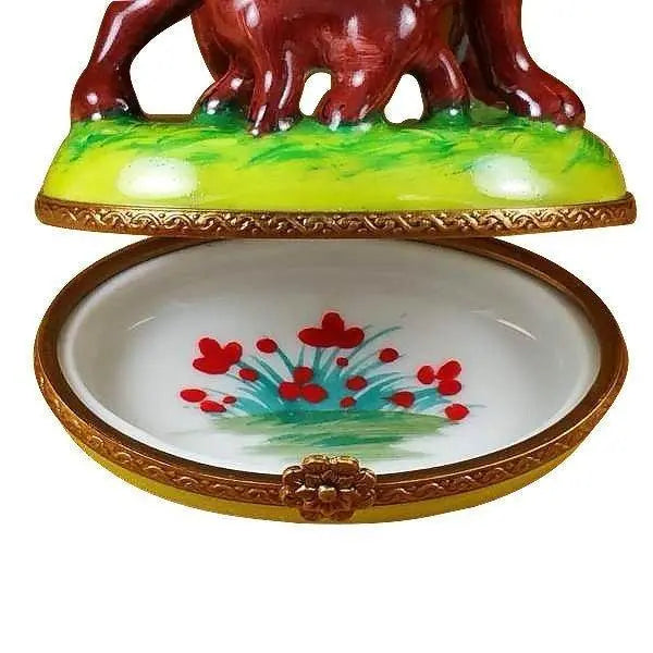 Chocolate Labrador with Puppy Limoges Box, view 2