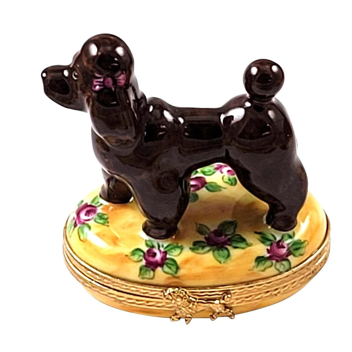 Chocolate Poodle Limoges Box for Dog Lovers, a hand-painted Limoges porcelain gift