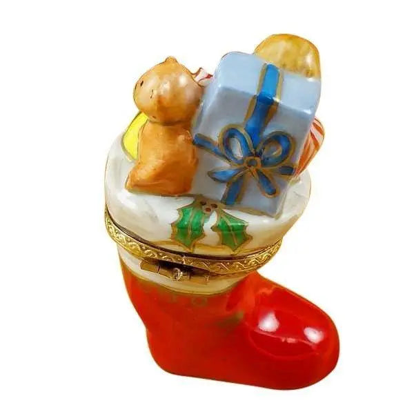 Christmas Boot Santa Stocking Limoges Box, view 3