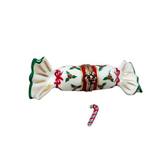 Christmas Candy W Cane Figurine Limoges Box, a hand-painted Limoges porcelain gift