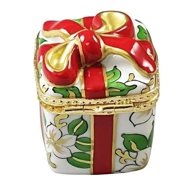 Christmas Gift Box with Red Bow Limoges Porcelain Art Object, view 3