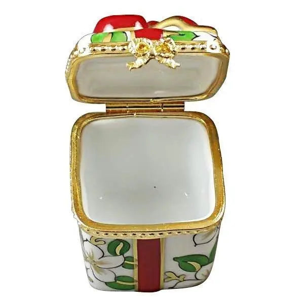 Christmas Gift Box with Red Bow Limoges Porcelain Art Object, view 2