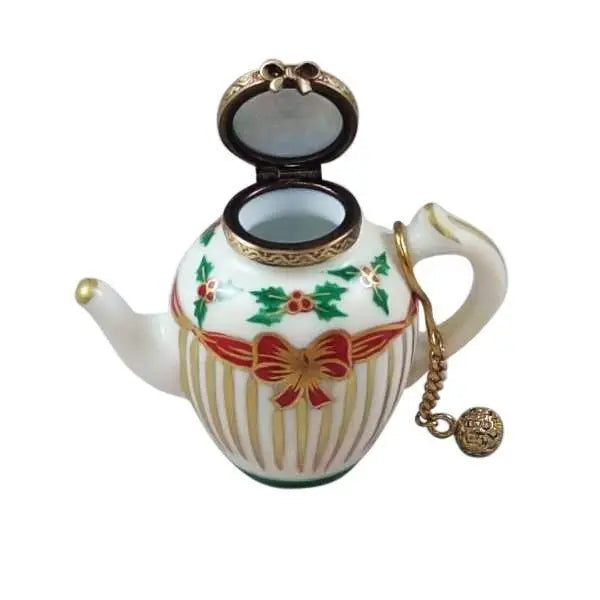 Christmas Teapot with Metal Teaball Limoges Box Gift, view 2