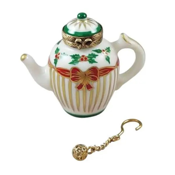Christmas Teapot with Metal Teaball Limoges Box Gift, view 3
