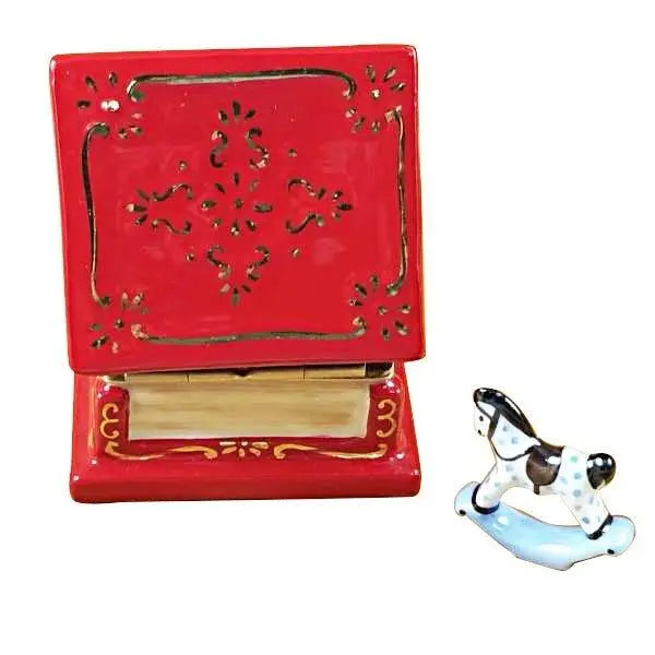 Christmas Toy Chest with Rocking Toy Limoges Box Collectible, view 3