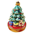 Christmas Tree with Gifts Limoges Box, a hand-painted Limoges porcelain gift