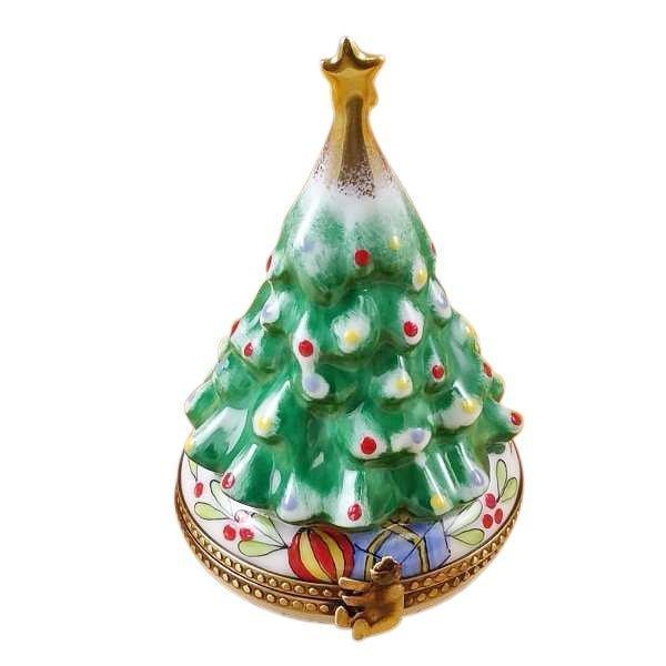 Christmas Tree with Star Limoges Box Holiday Gift, a hand-painted Limoges porcelain gift