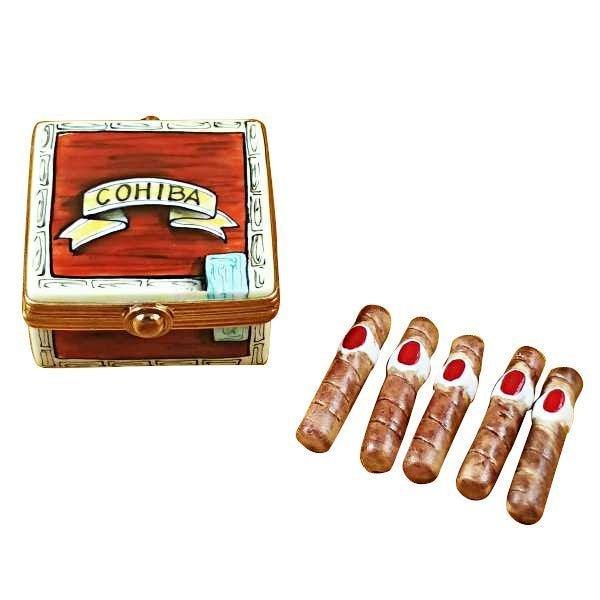 Cigar Box with Removable Cigars Limoges Box Gift, a hand-painted Limoges porcelain gift