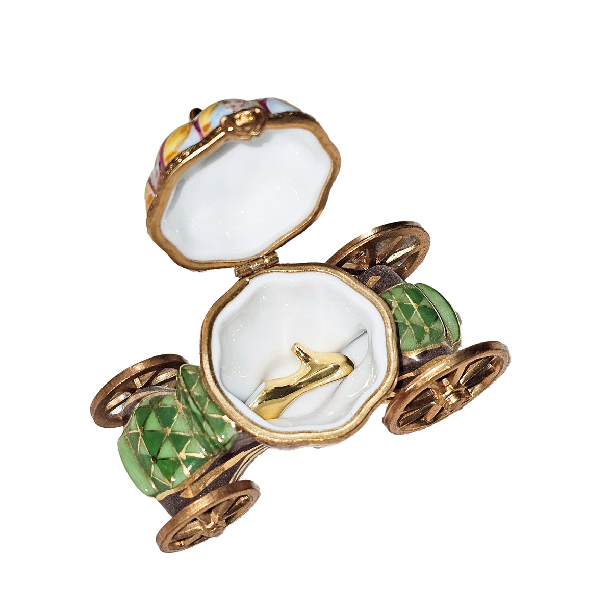 Cinderella Coach Yellow Green Pink Limoges Box for Gifts, view 2