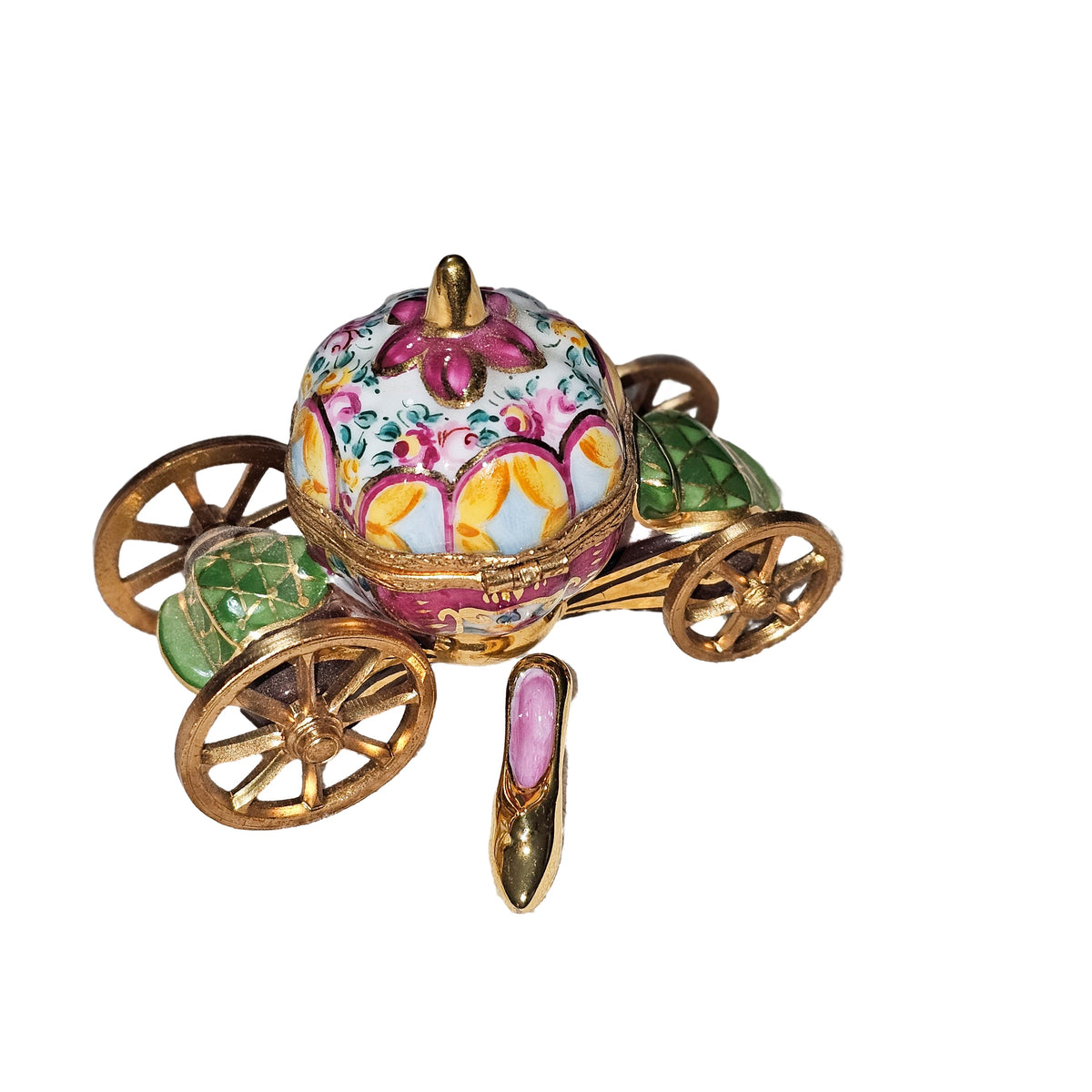 Cinderella Coach Yellow Green Pink Limoges Box for Gifts, view 3