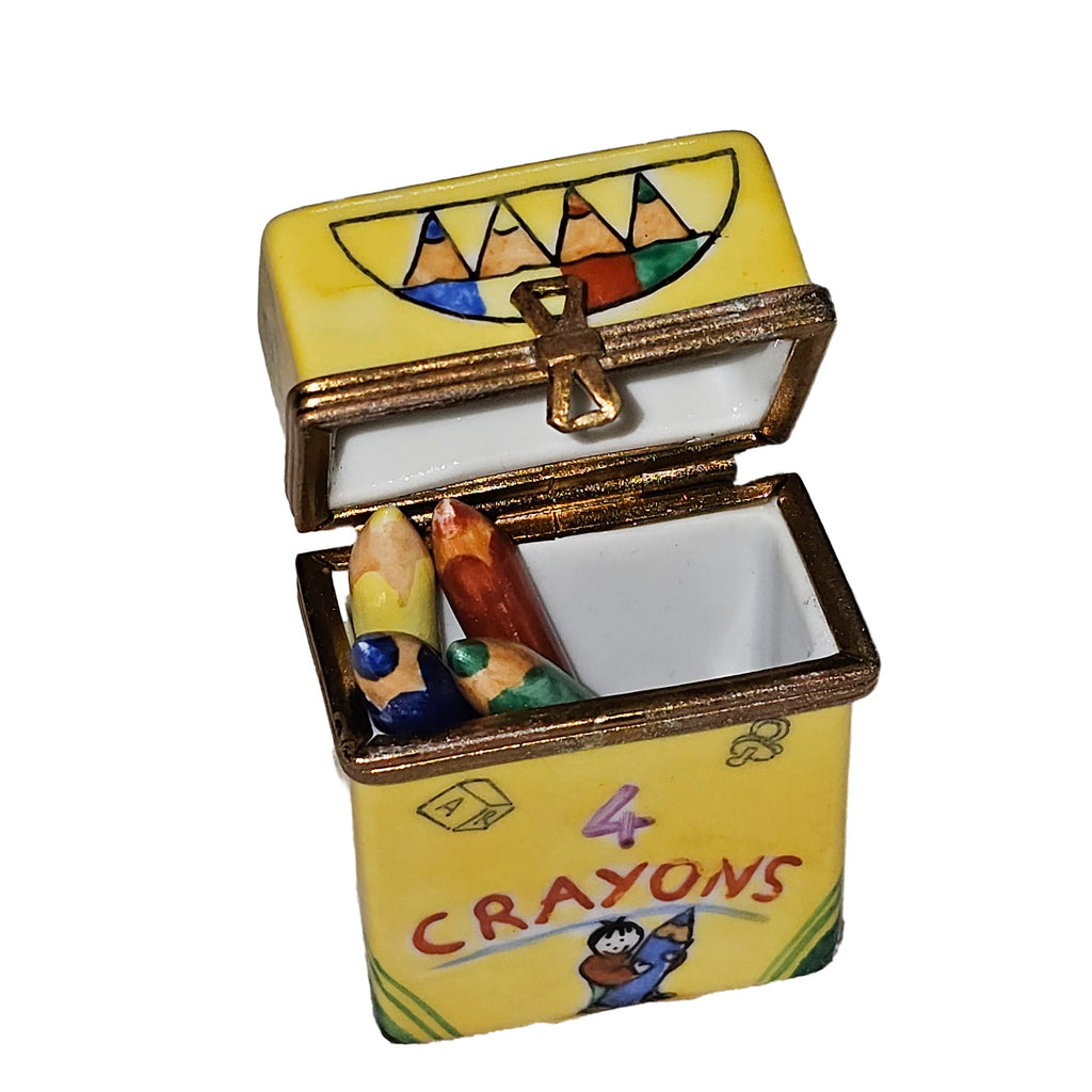 Crayons in Yellow Box Limoges Box for Art Lovers Gift, view 2