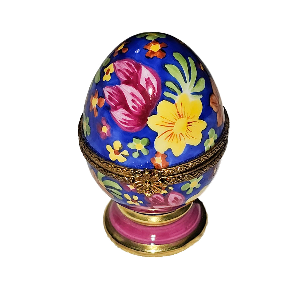 Colorful Flowered Egg on Pedestal, view 3