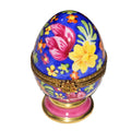 Colorful Flowered Egg on Pedestal, a hand-painted Limoges porcelain gift