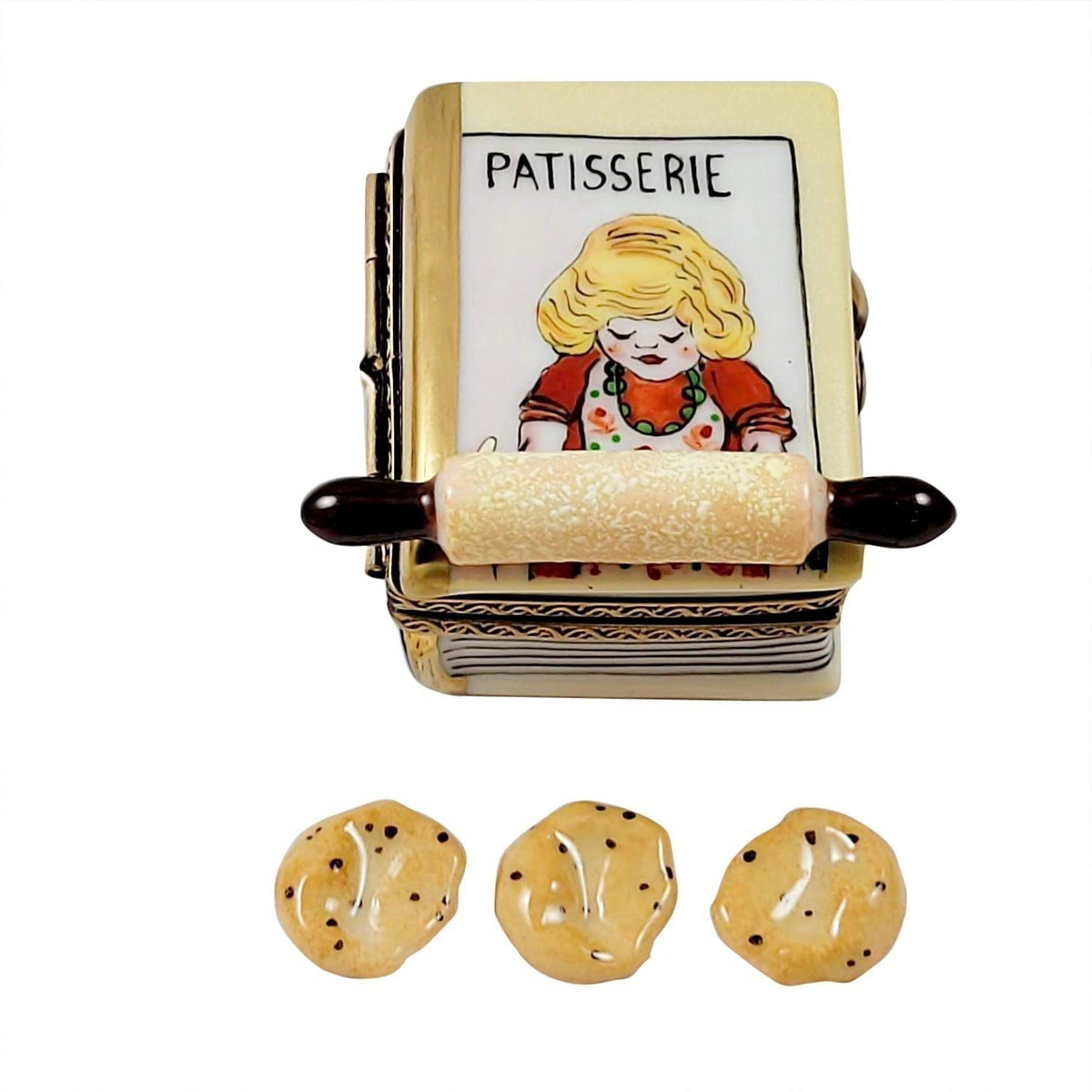 Cookbook with Rolling Pin Limoges Box for Food Lovers, view 4