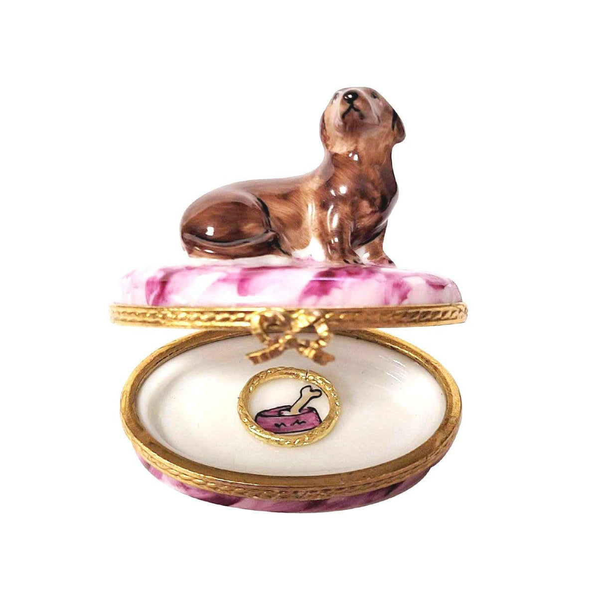 Dachshund with Removable Brass Dog Collar Limoges Box, view 2
