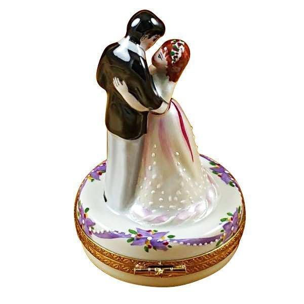 Treasured French collectible: Dancing Bride Groom for Wedding Day Limoges box, painted by hand