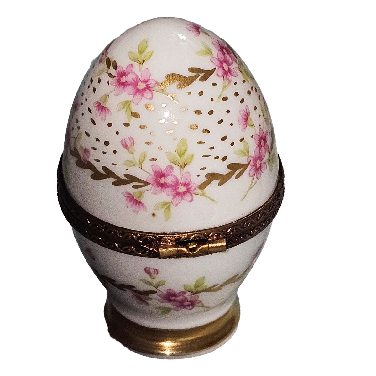 White Egg w Base w Pink Flowers, view 3