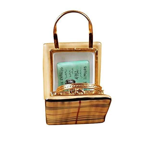 Designer Shopping Bag with Credit Card Limoges Box, view 2