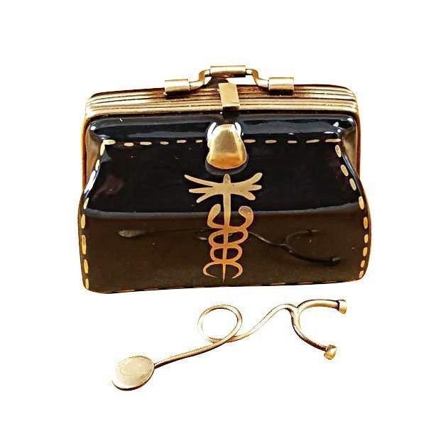 Doctor's Bag with Stethoscope Limoges Box for Collectors, a hand-painted Limoges porcelain gift