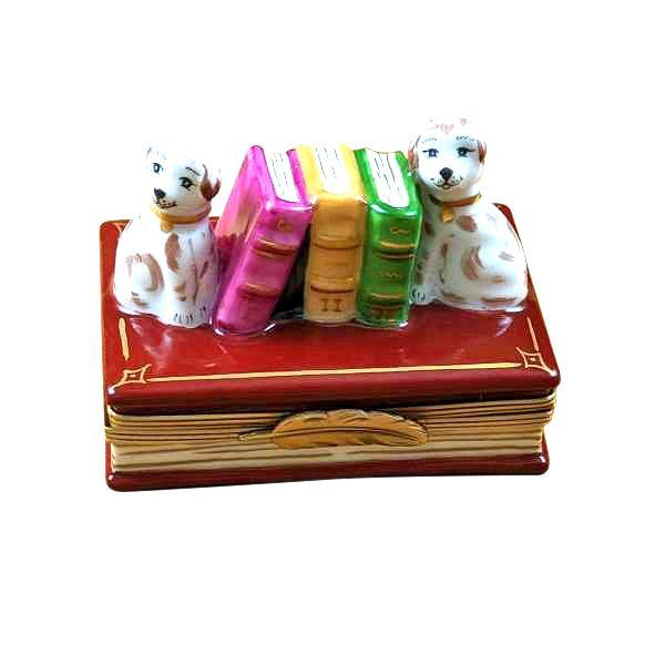 Dog Bookends Limoges Box for Dog Lovers, a hand-painted Limoges porcelain gift