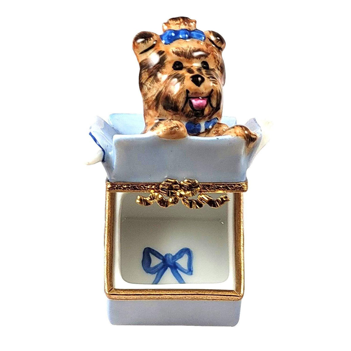 Dog Terrier in Present Limoges Box, view 2