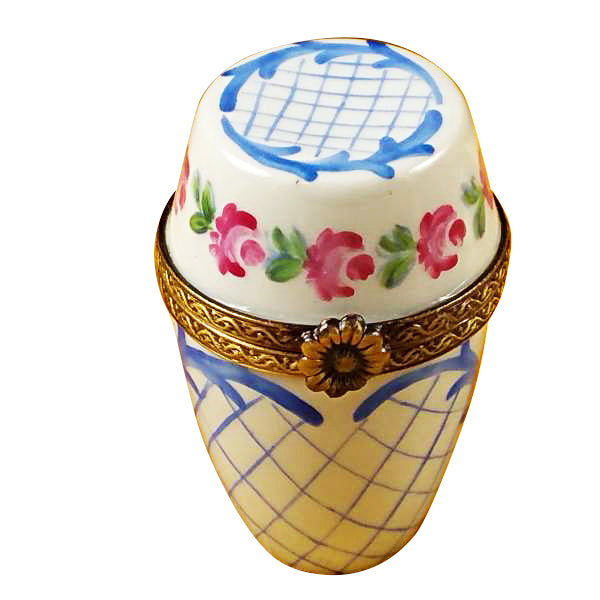 Tall Blue and White Limoges Trinket Box, a hand-painted Limoges porcelain gift